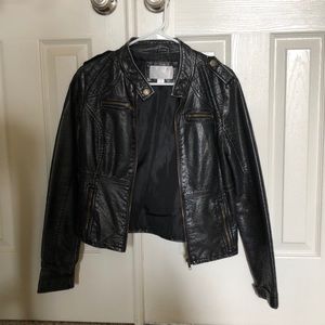 Faux leather moto jacket